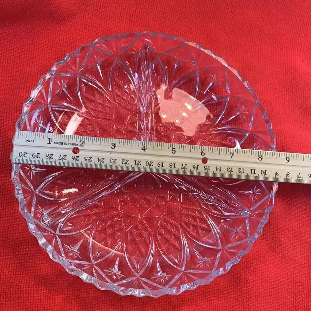 Gibson Everyday Jewelite Three Section Glass Relish Appetizer Bar Serving Dish